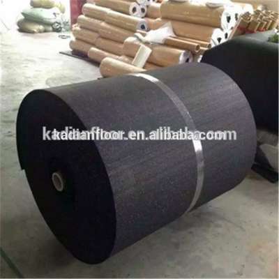 Rubber Underlay Flooring Roll, all black recycled rubber gym flooring roll